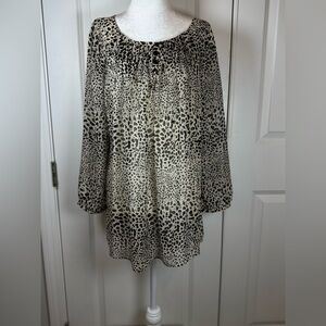 Chico’s Sheer Leopard Print Tunic Blouse Size 2 Large